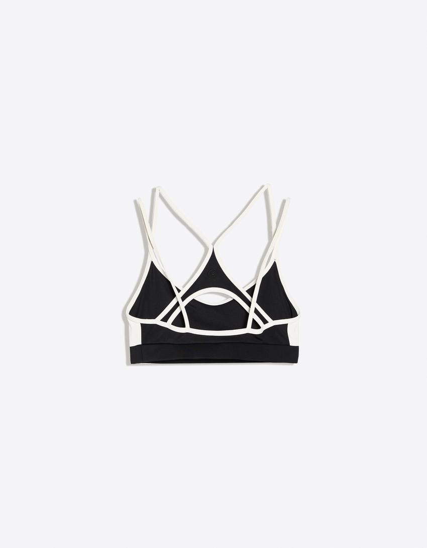 Contrast technical fabric top Breathable & Quick Dry-Black