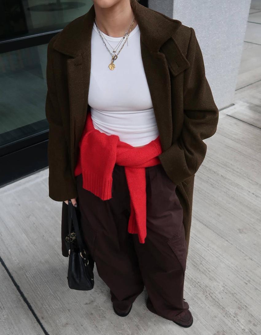 Abrigo largo soft touch-Marrón