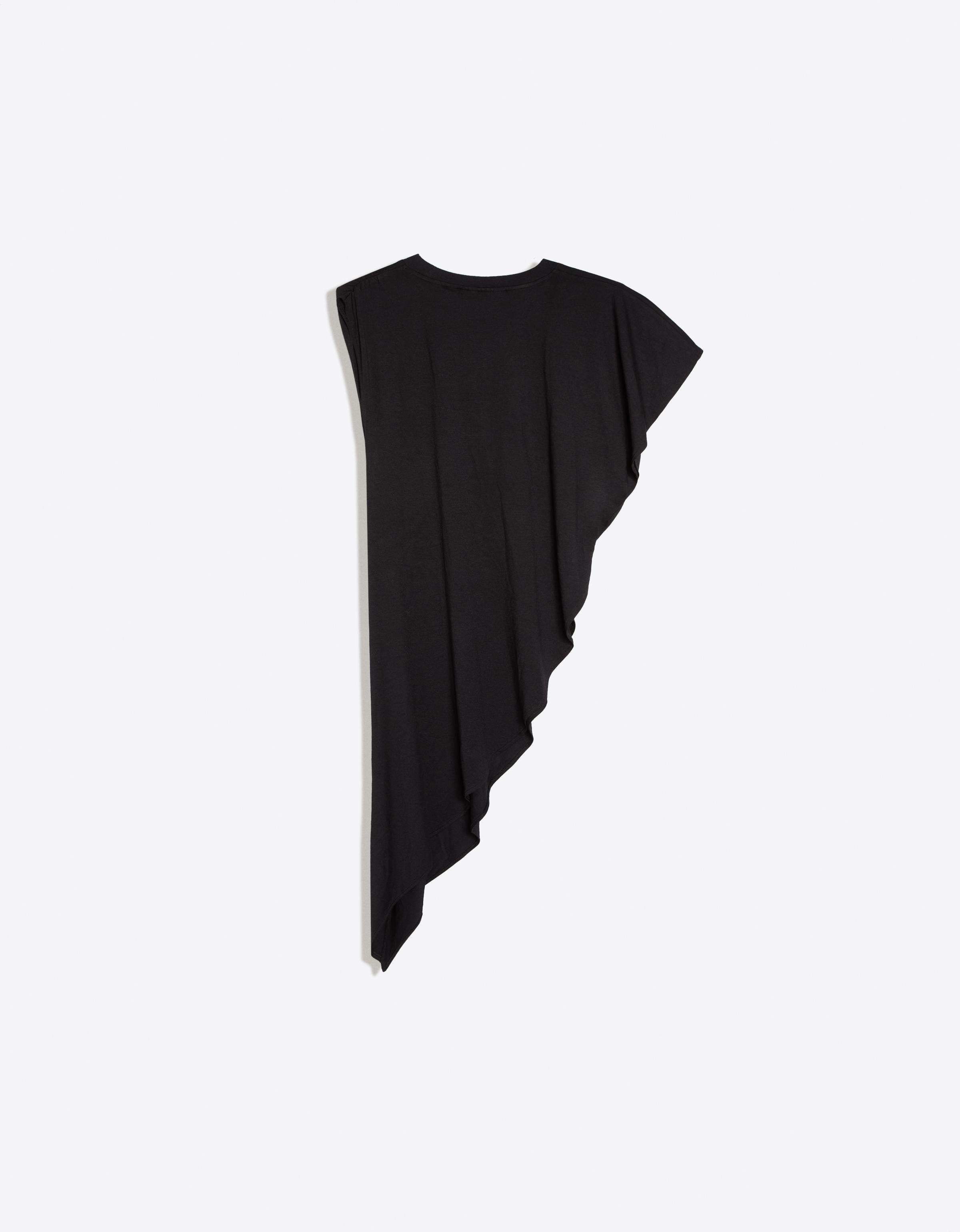 Long asymmetrical T-shirt — Black