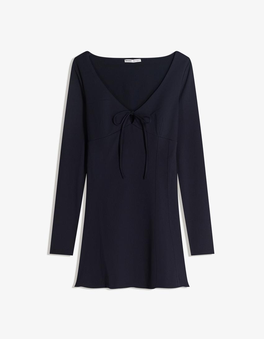 Vestito mini fiocco-Marino