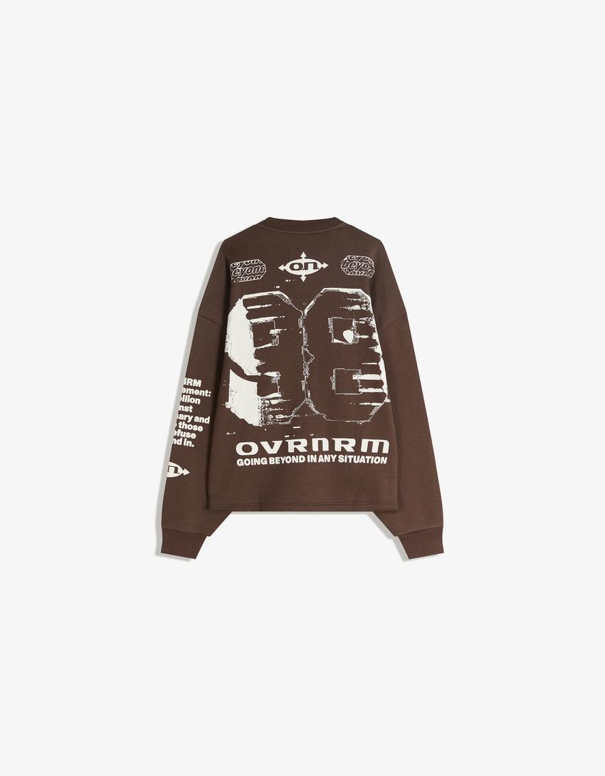 Dessuadora oversize print-Marró