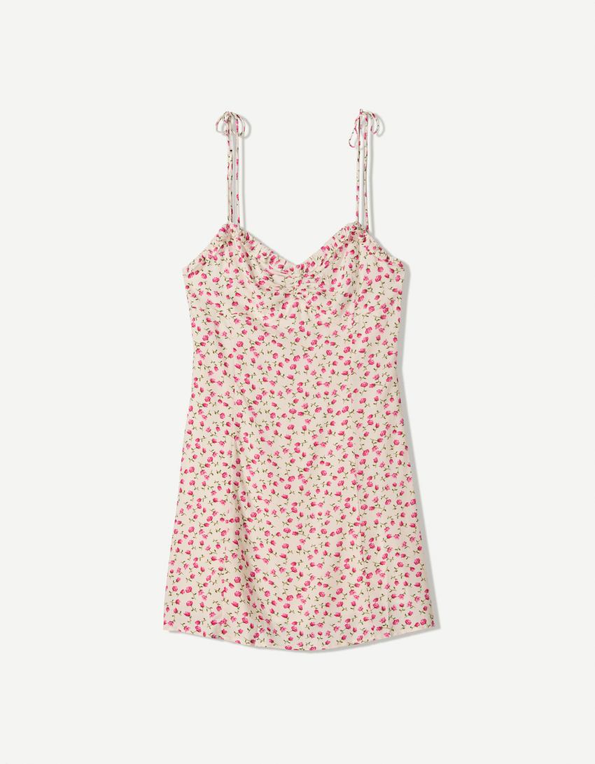 Printed strappy mini dress-Multicolored