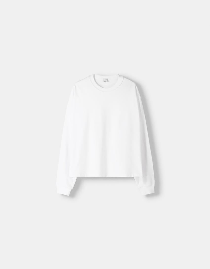 Thick long sleeve T-shirt-White-5