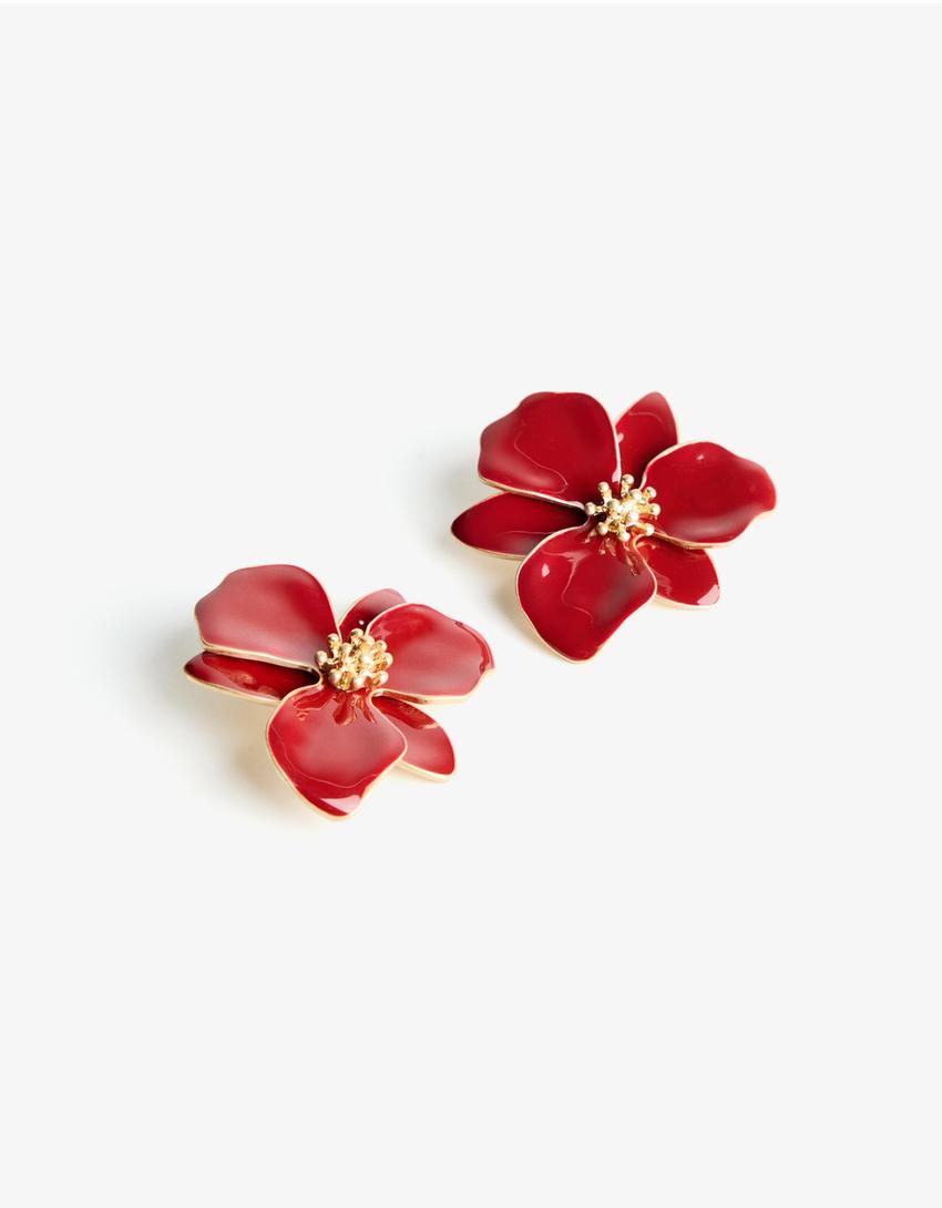 Pendientes flor-Burdeos-2