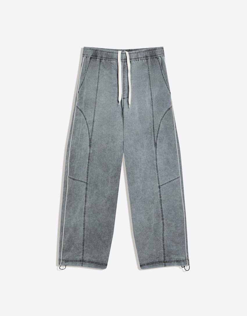 Super baggy technical trousers-Grey