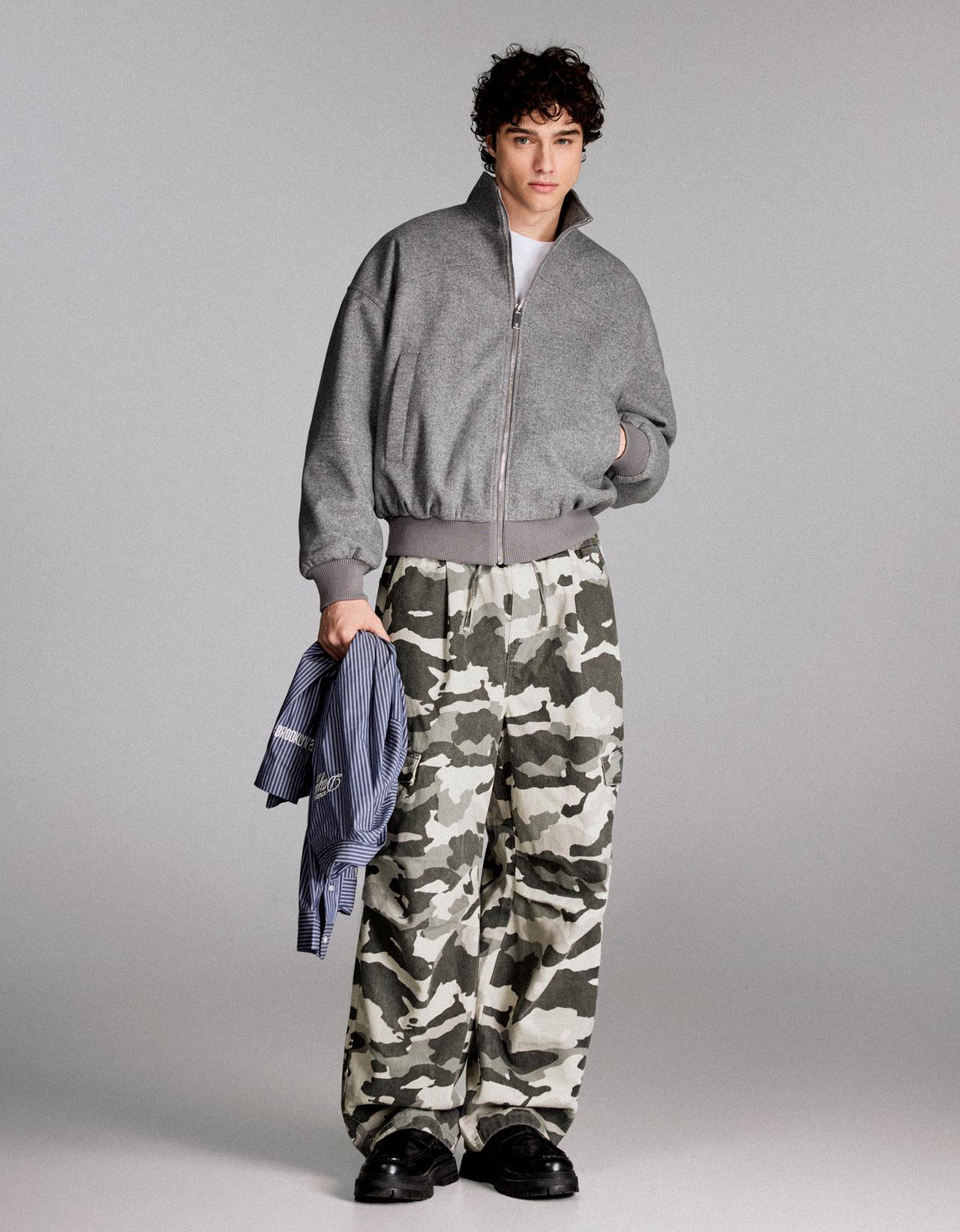 Drawstring print jeans — Dark grey