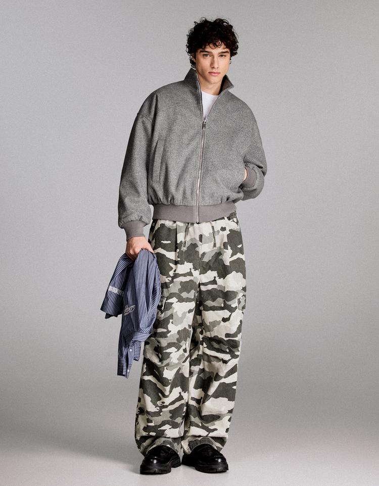 Drawstring print jeans — Dark grey