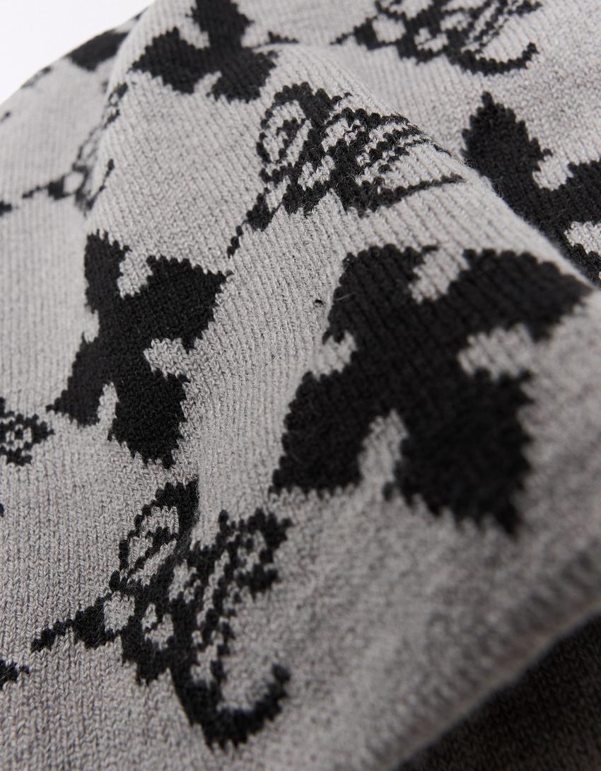 Gorro beanie print-Gris