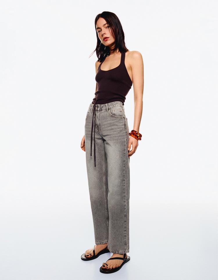 Straight fit geniş paça jean