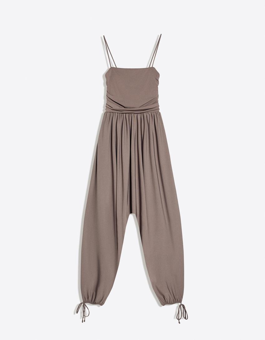 Strappy sarouel jumpsuit-Sand