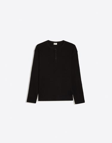 Slim fit long sleeve henley T-shirt — Black 6