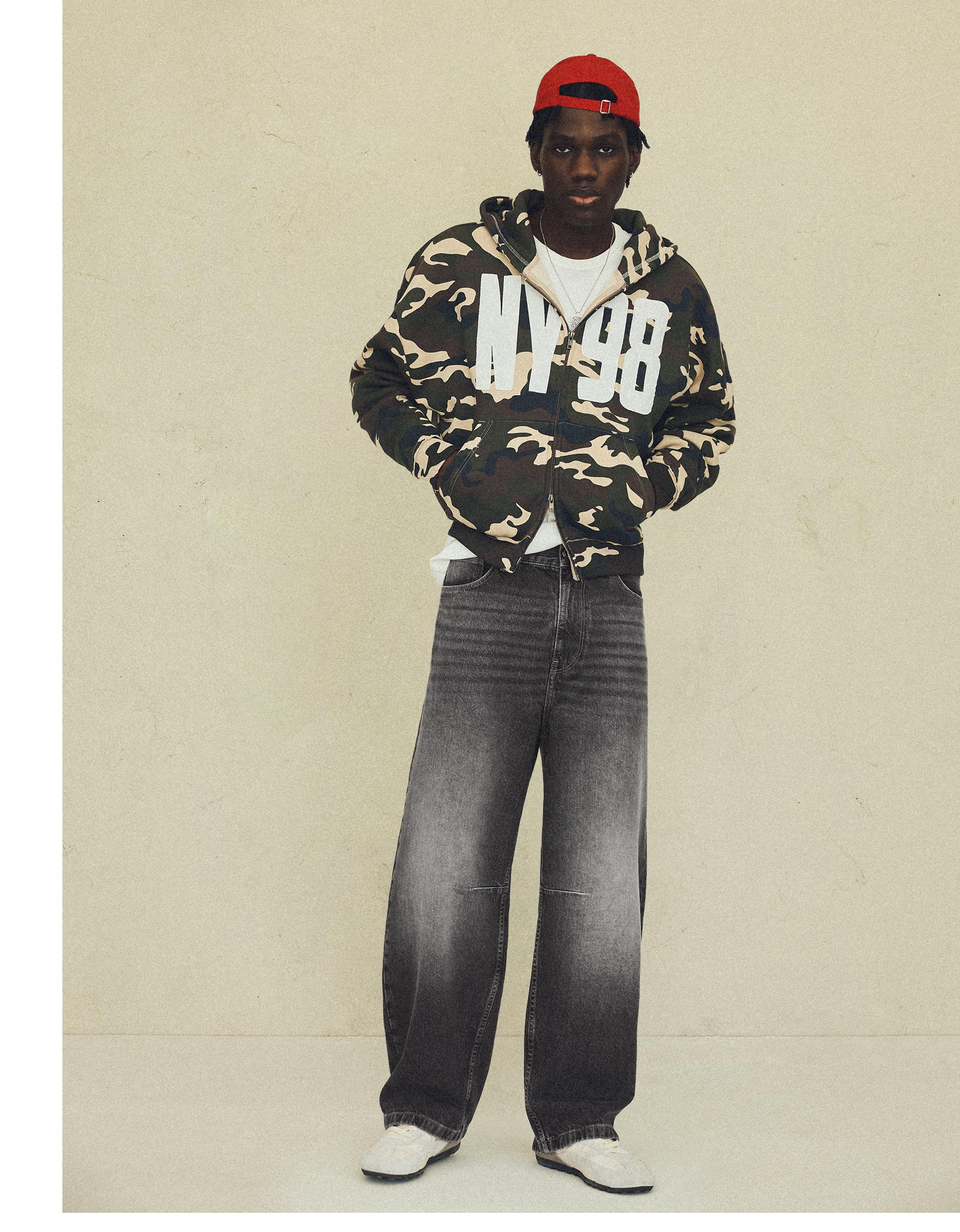 Neobarrel jeans with back buckle — Dark grey