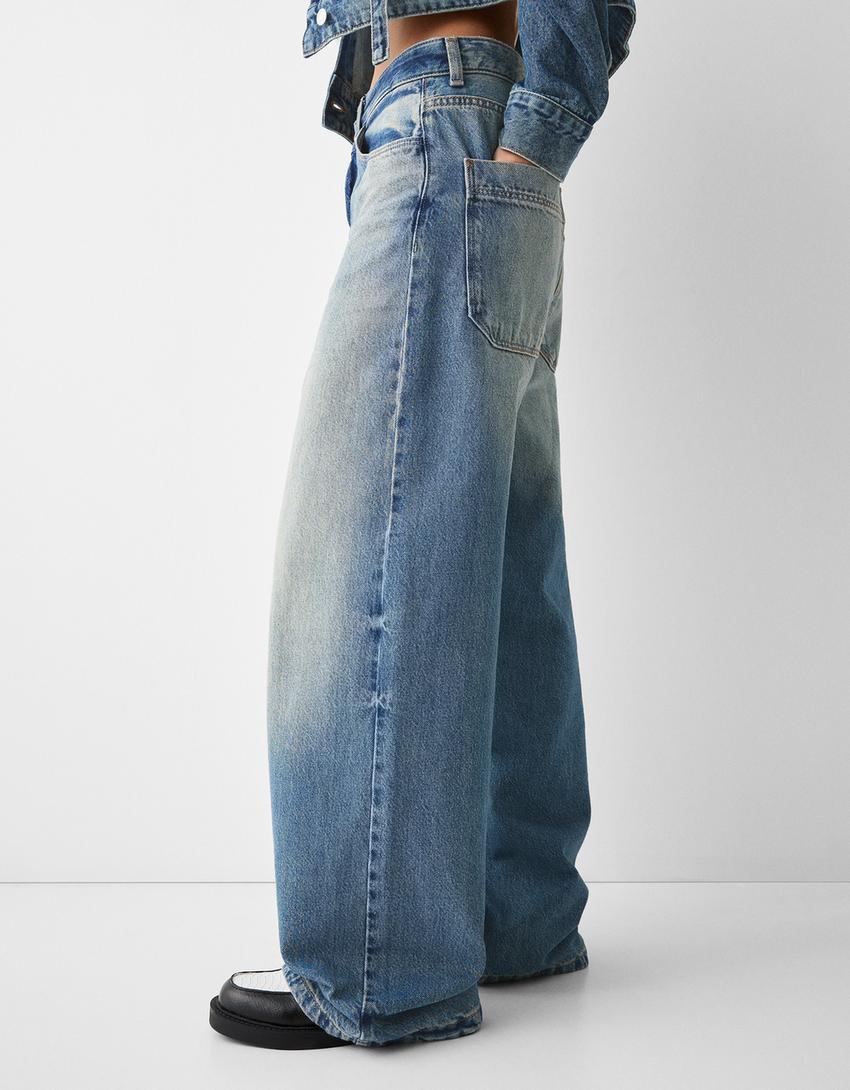 Jean super baggy-Bleu lavé-3