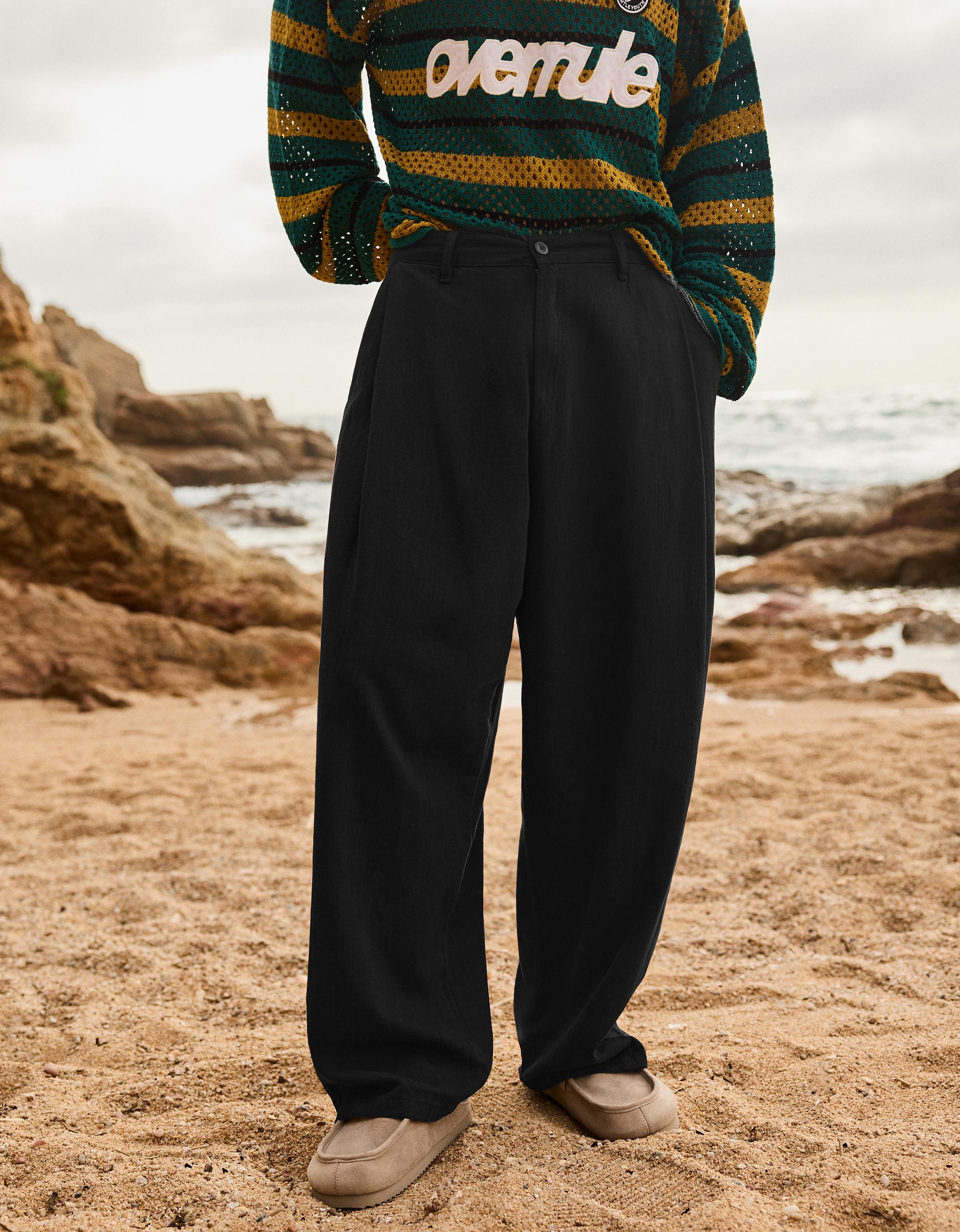 Ketenli super baggy fit pantolon - Görsel 92