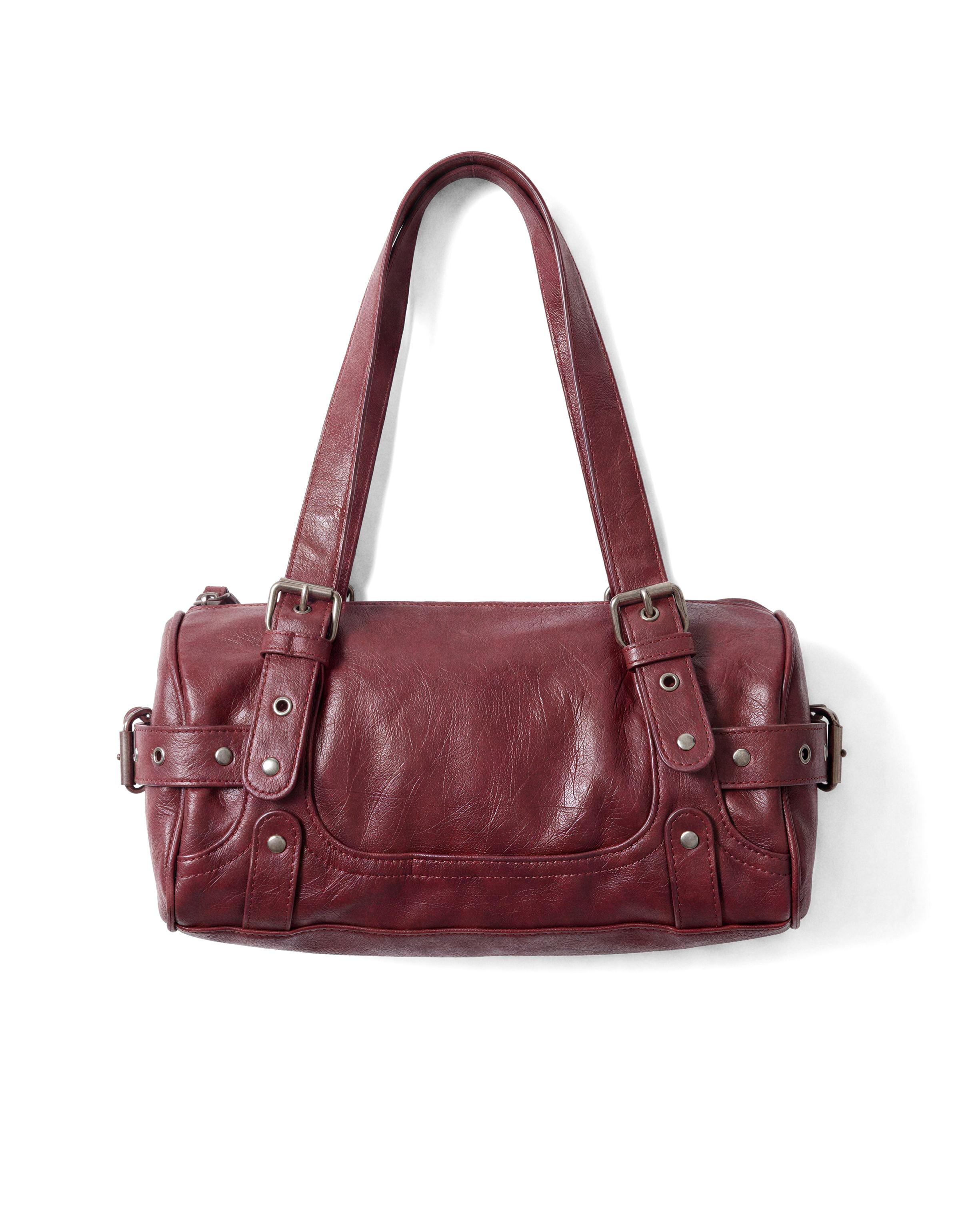 Studded barrel bag — Burgundy