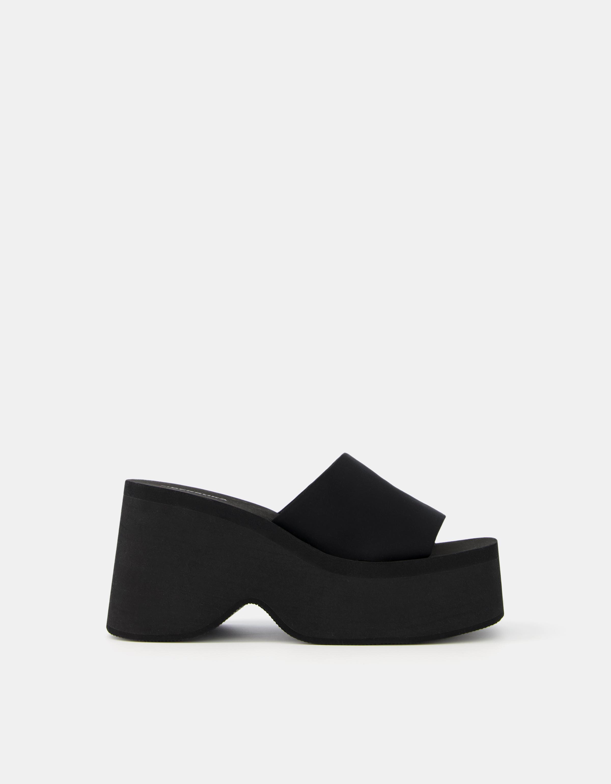 Bershka Pantoletten Mit Plateau Damen 36 Schwarz