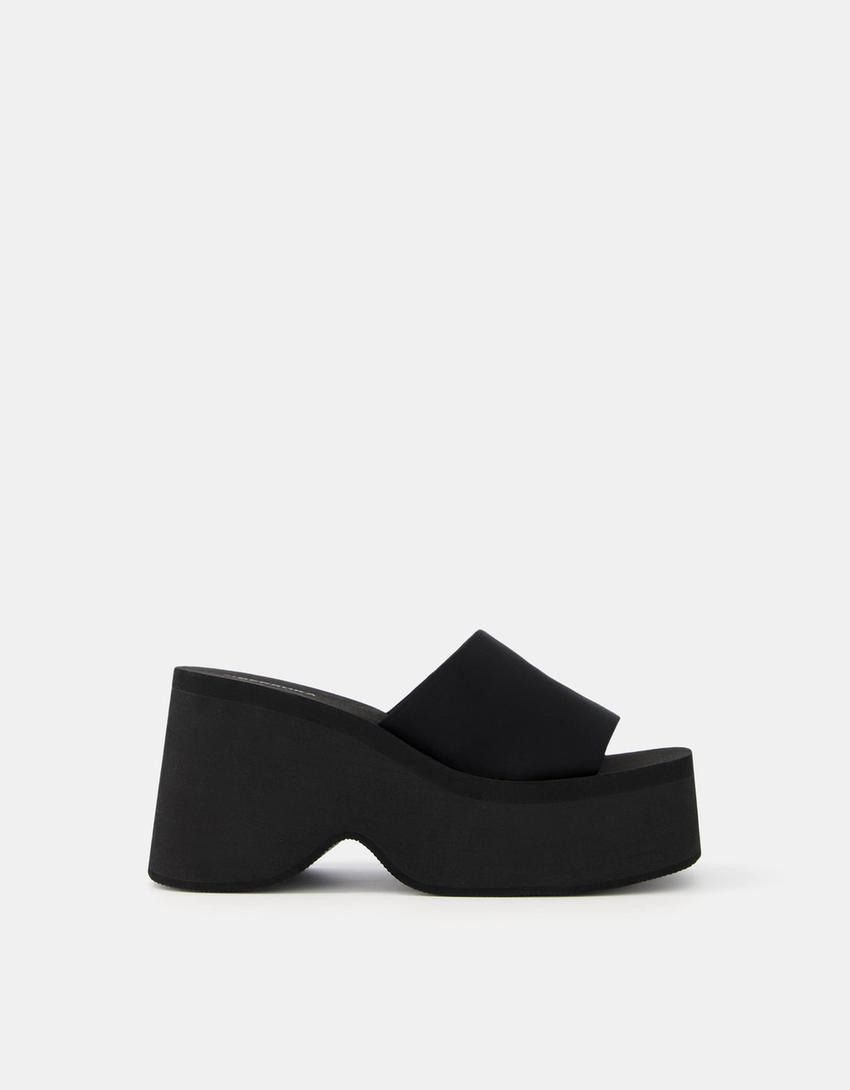 Platform mule sandals-BLACK