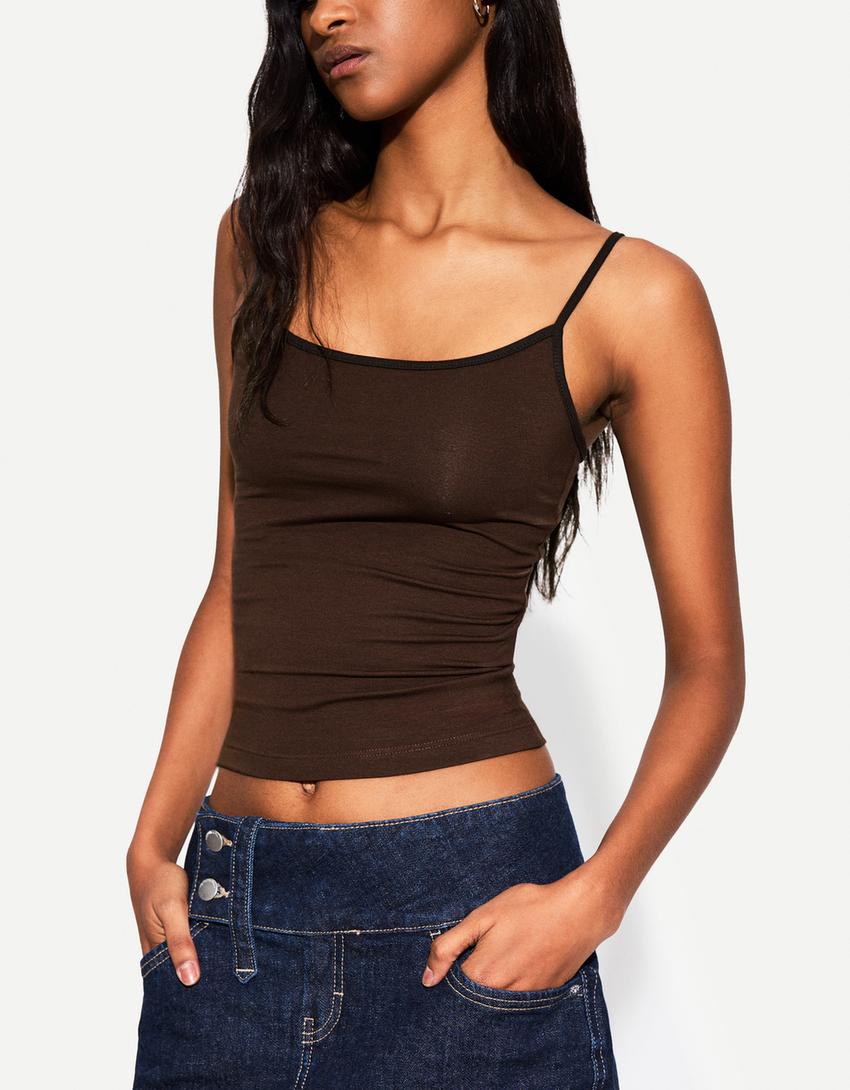 Strappy top-Brown-2