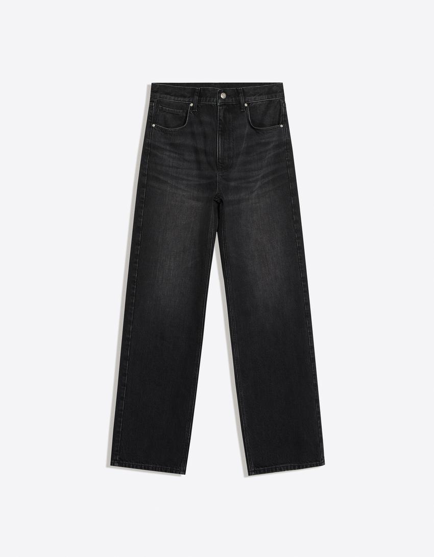 Jeans straight baggy fit-Nero