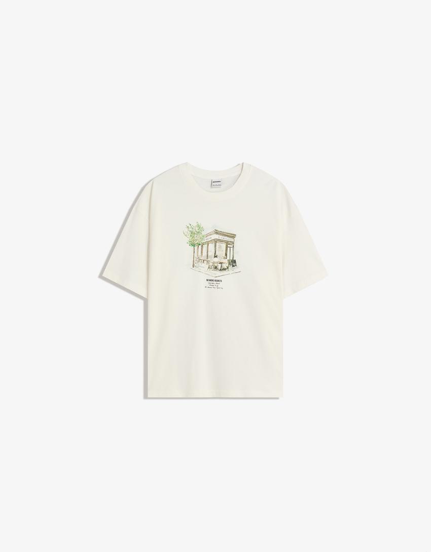 Short sleeve T-shirt with print-Off white-4