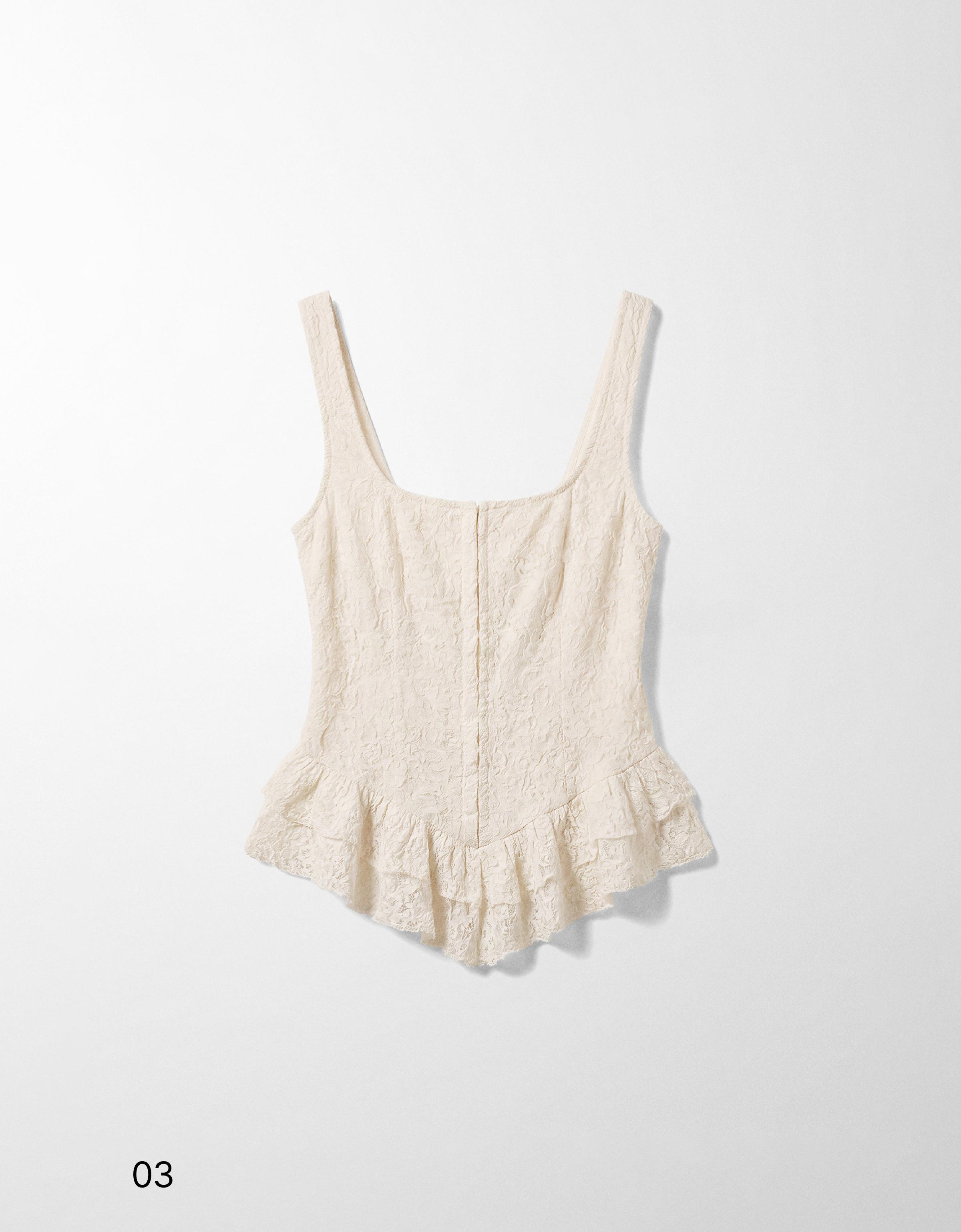 Rustic corset strappy top — Off white