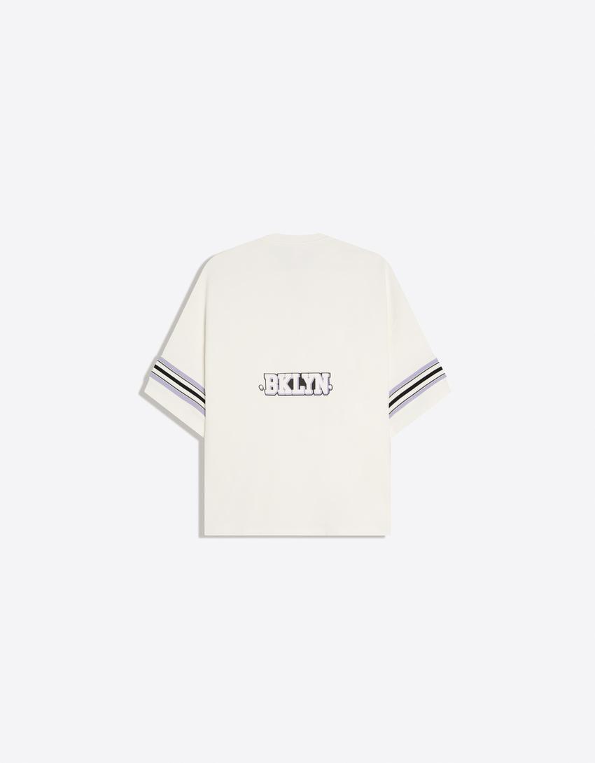 Maglietta a maniche corte oversize con stampa-Bianco