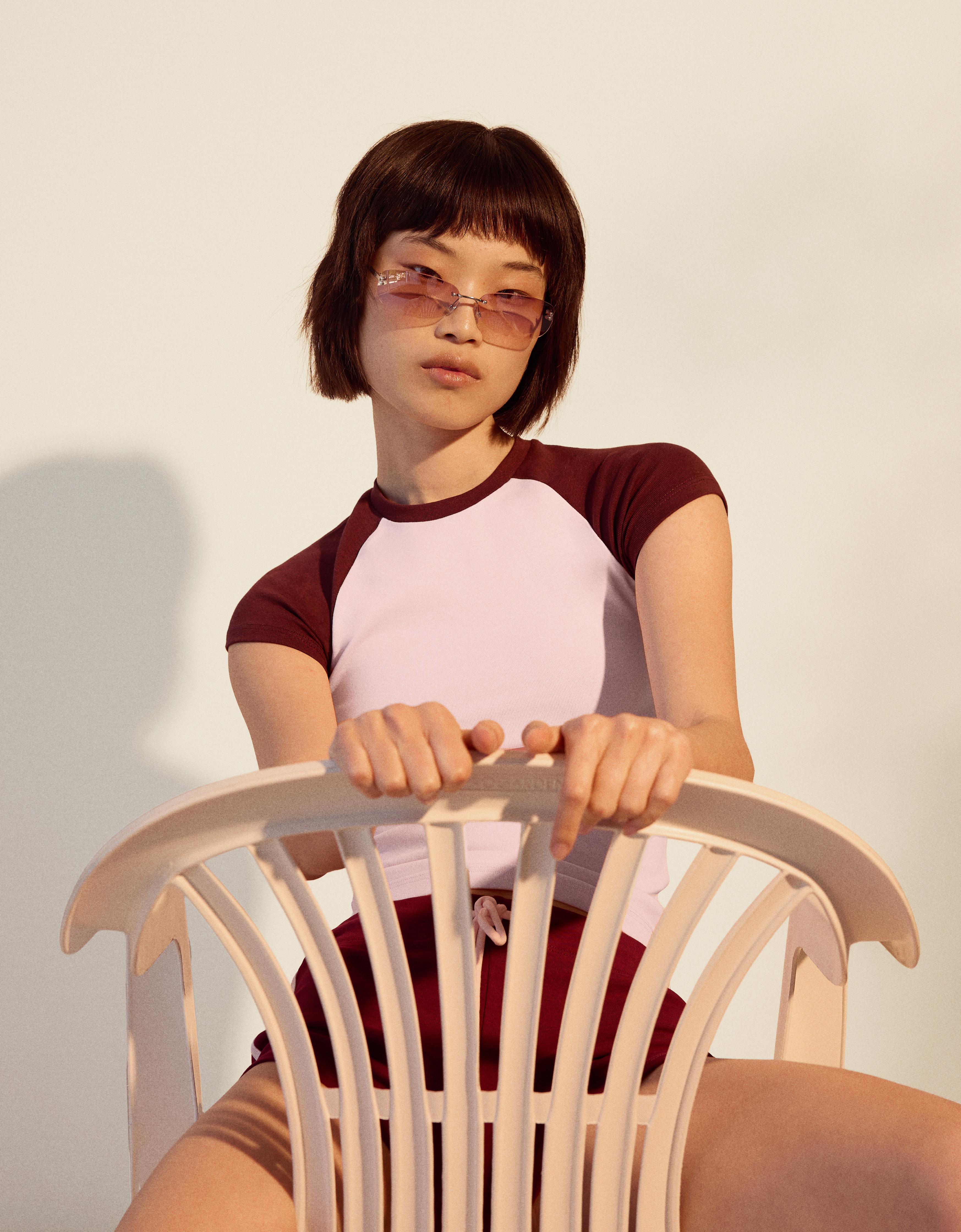 Fitted raglan T-shirt — Pink