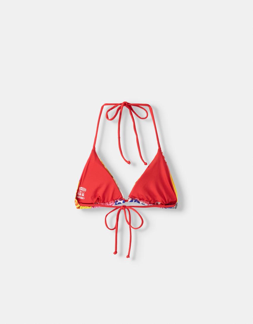 SSSTUFFF x BERSHKA print bikini top-Yellow-6