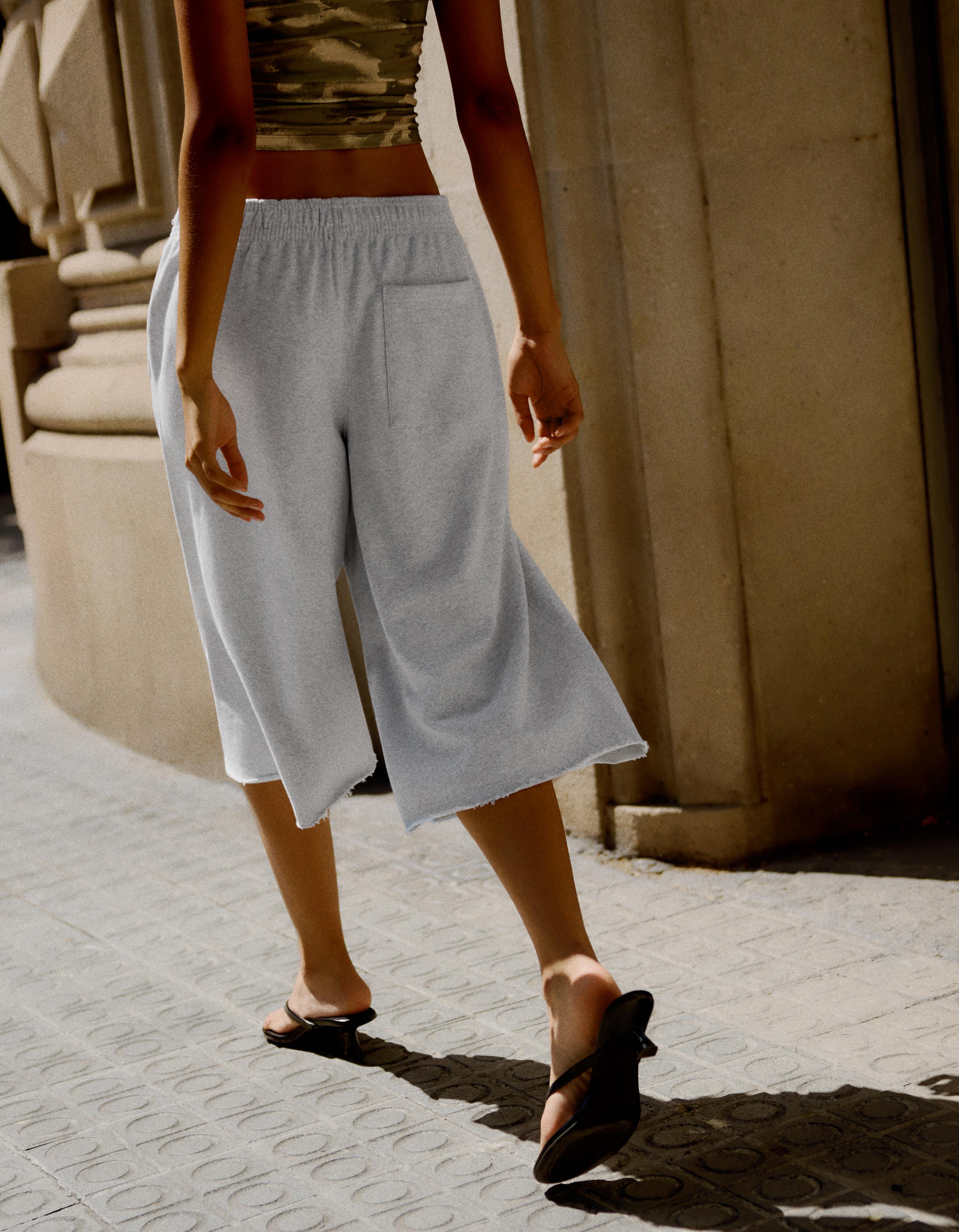 Long jersey Bermuda shorts — Grey
