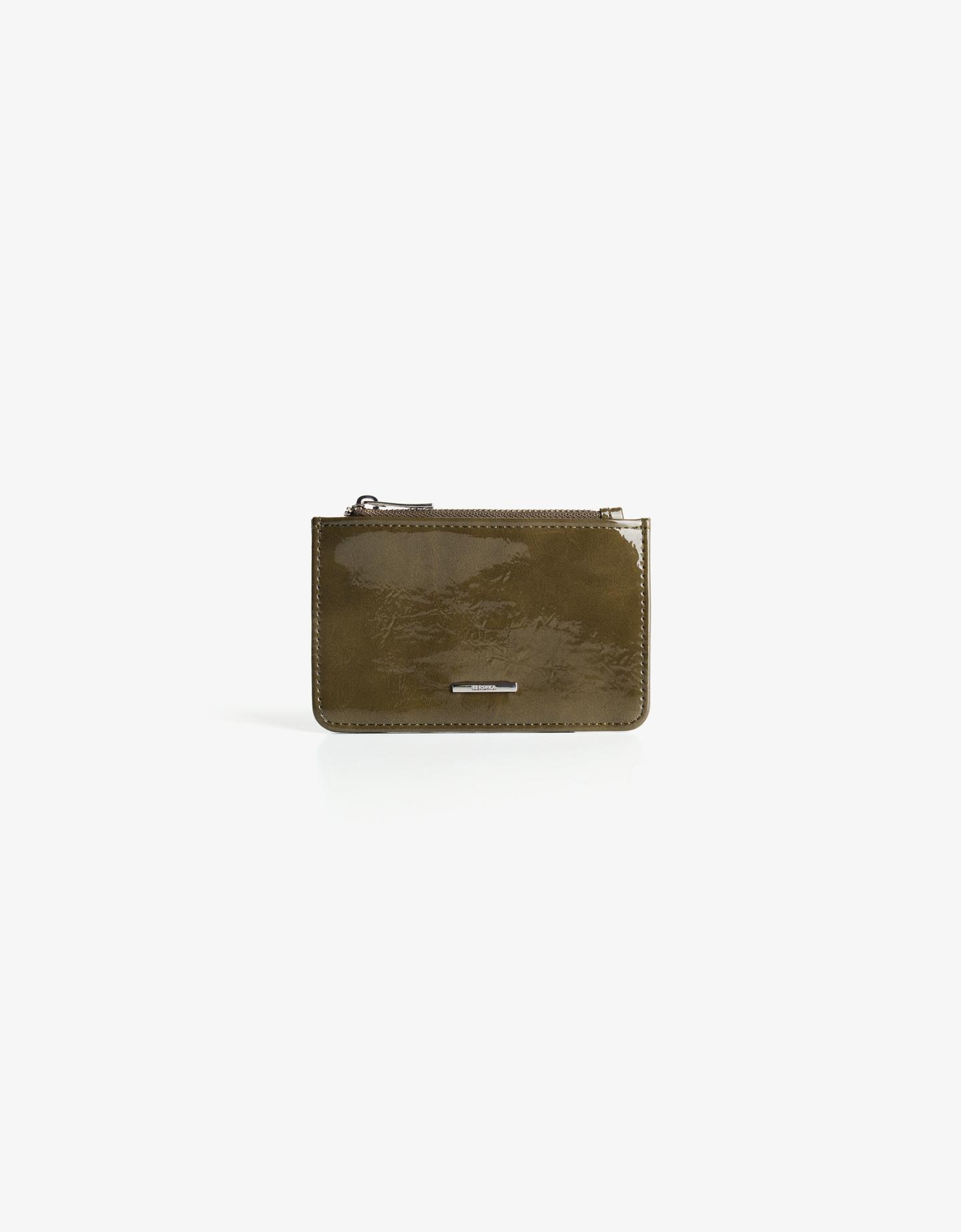 Bershka Tarjetero Efecto Charol Mujer Verde