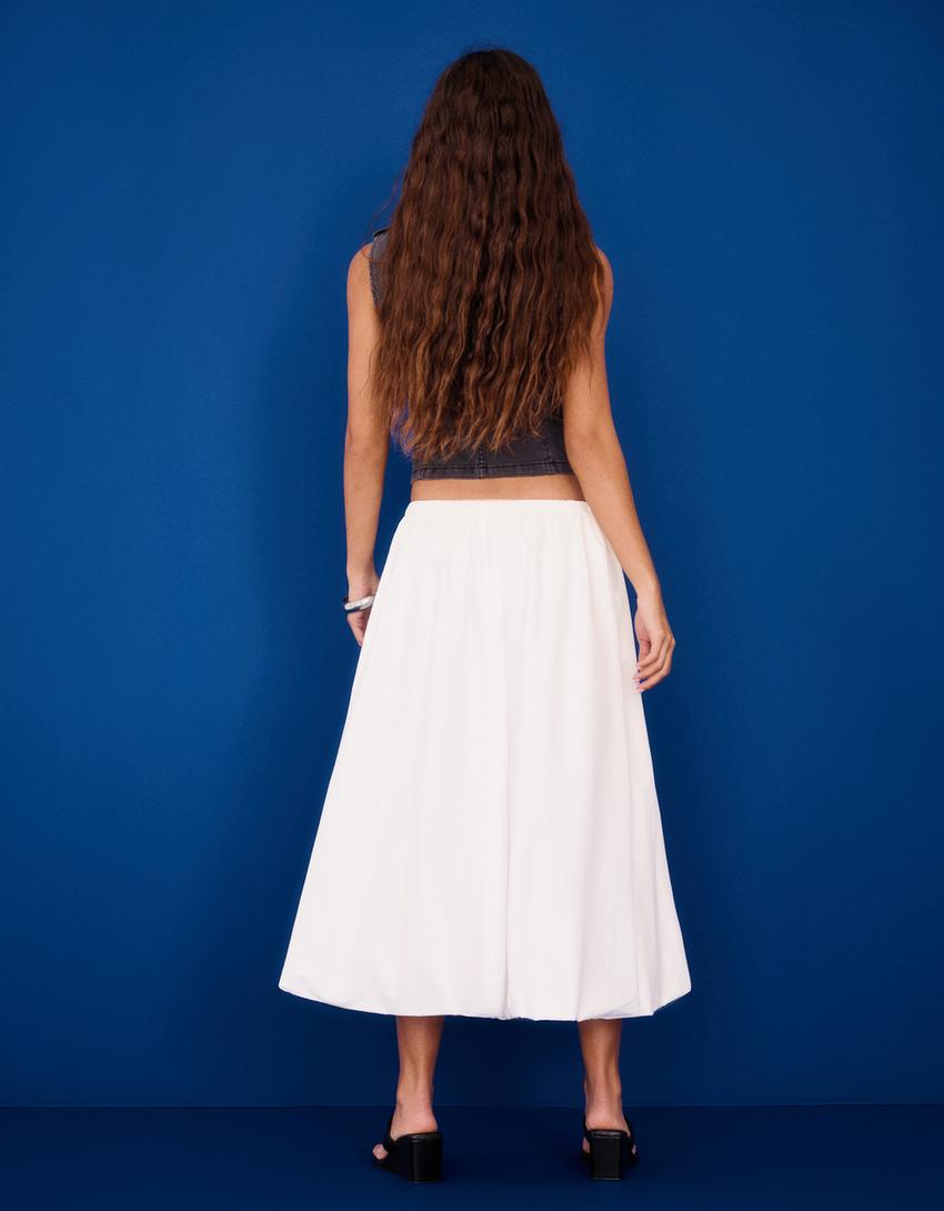 Balloon midi skirt-White