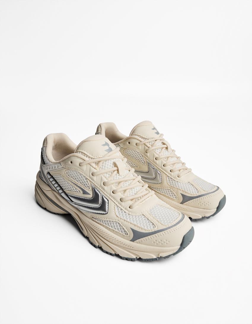Buty sportowe z łączonych materiałów-Biały-3