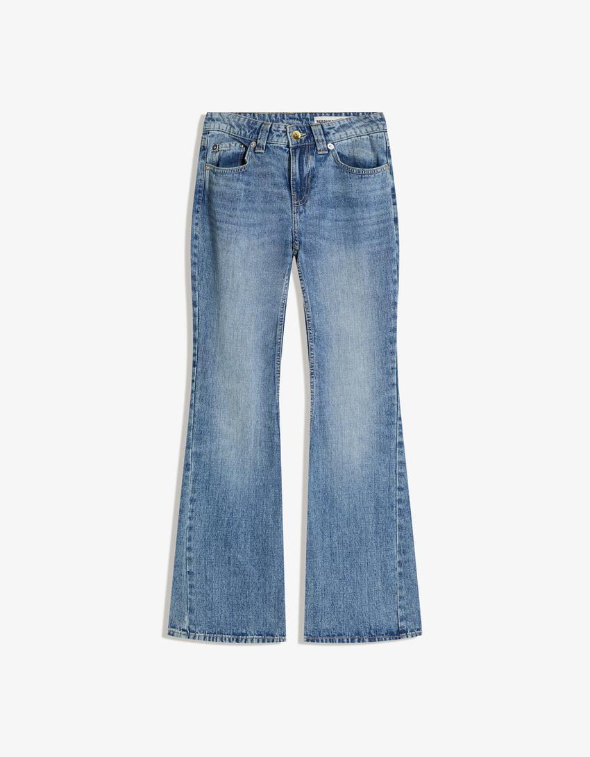 Düşük bel baggy fit çan paça jean-Açık mavi