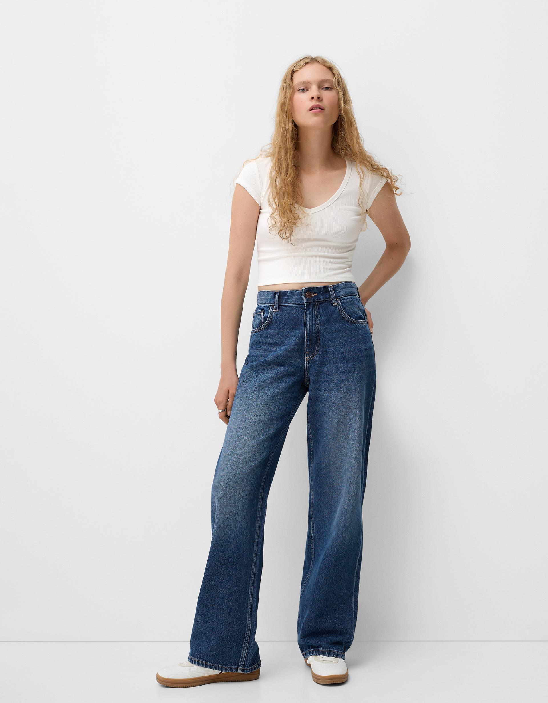 Bershka 90's Style Ripped Jeans Wide-leg '90s Jeans Jeans BSK