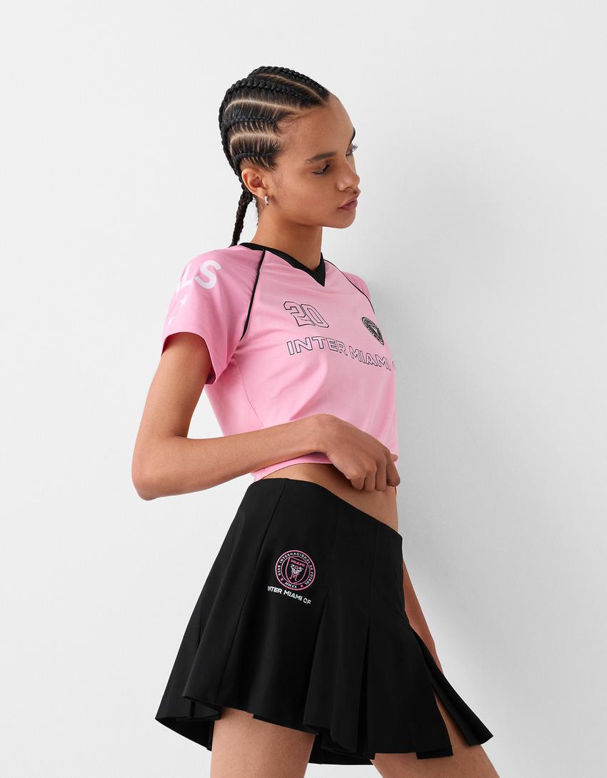 Inter Miami CF mini skirt with box pleats-Black-3