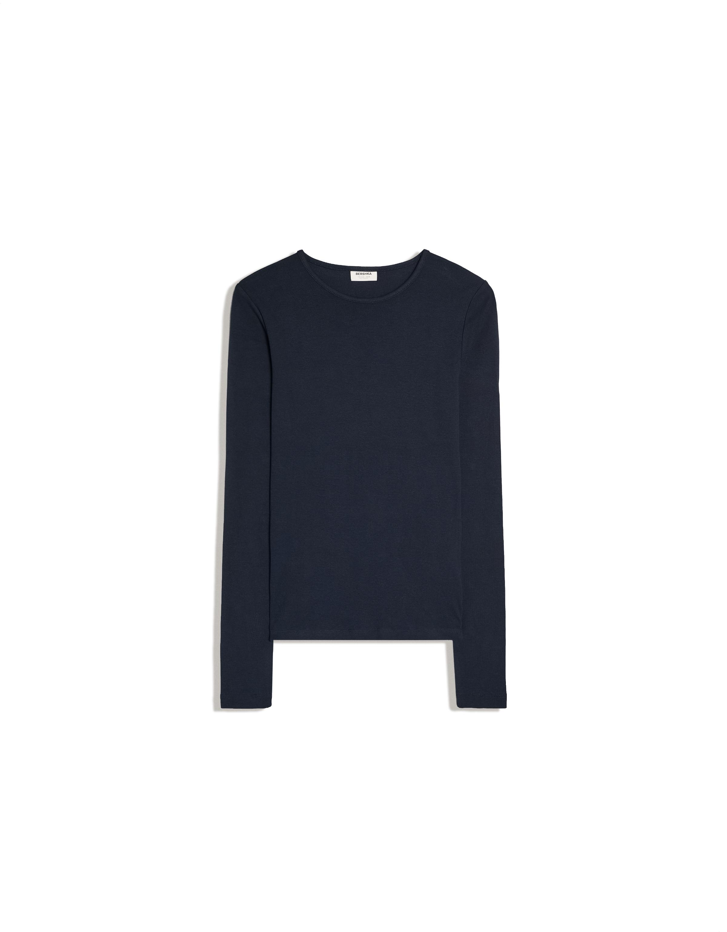 Round neck long-sleeve T-shirt — Navy