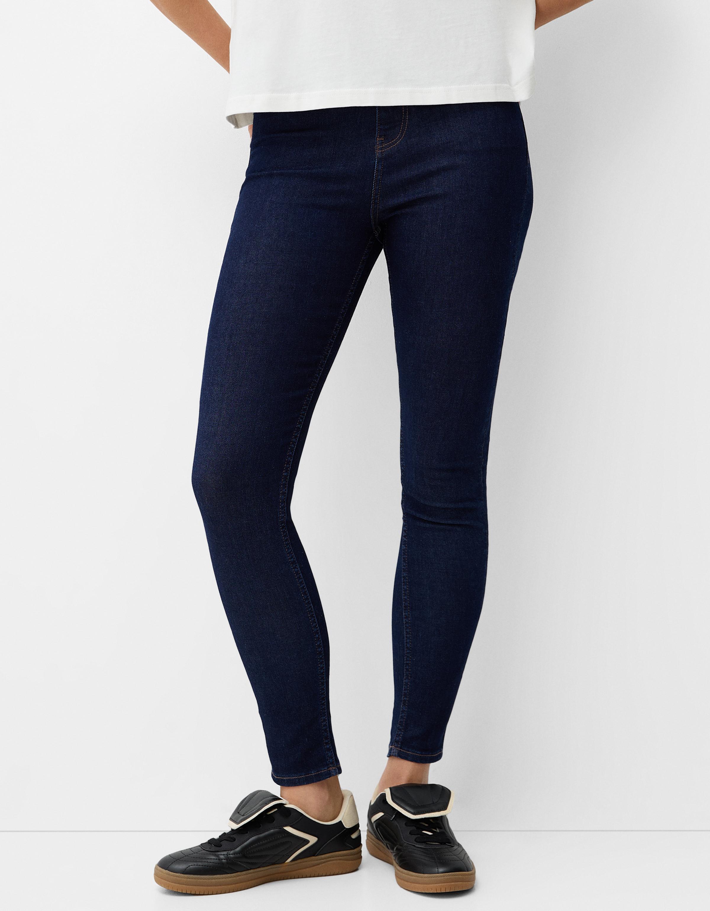 Bershka Skinny-Jeans Mit Sehr Hohem Bund Damen 32 Marinenblau