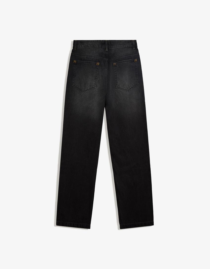 Blugi straight relaxed-Negru-4