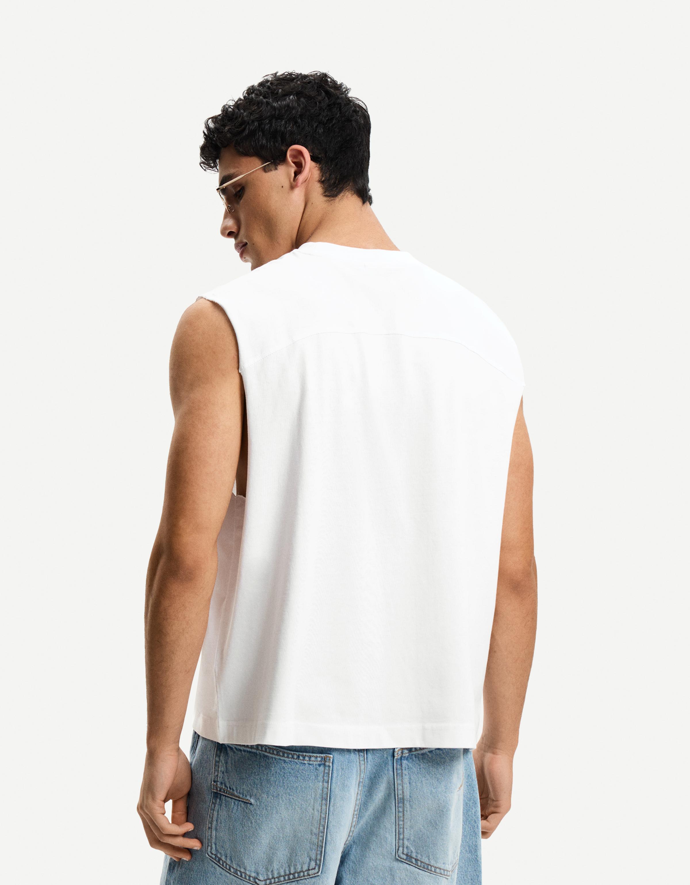 Ärmelloses Shirt-Grbrochenes Weiss-1