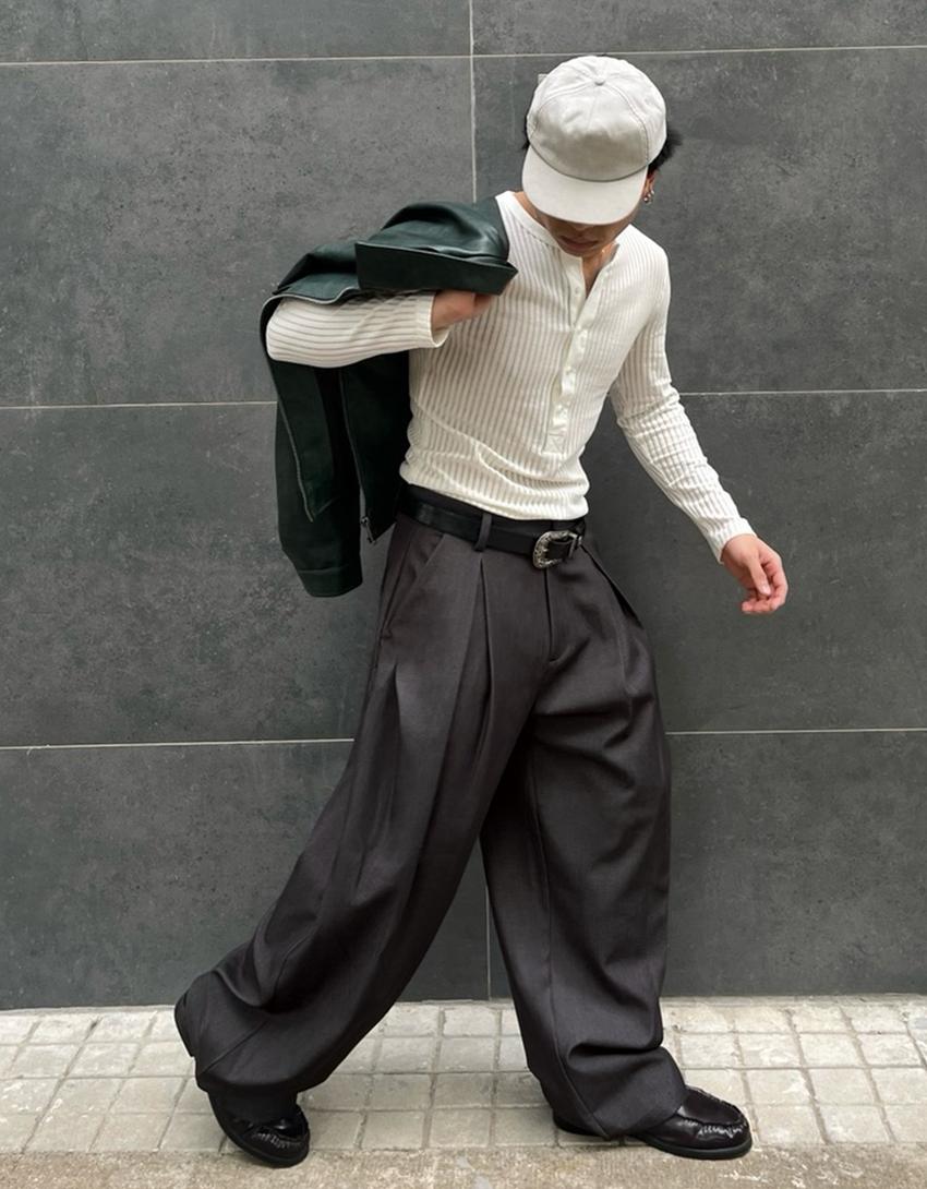 Tricou mânecă lungă guler cu nasturi-Ecru