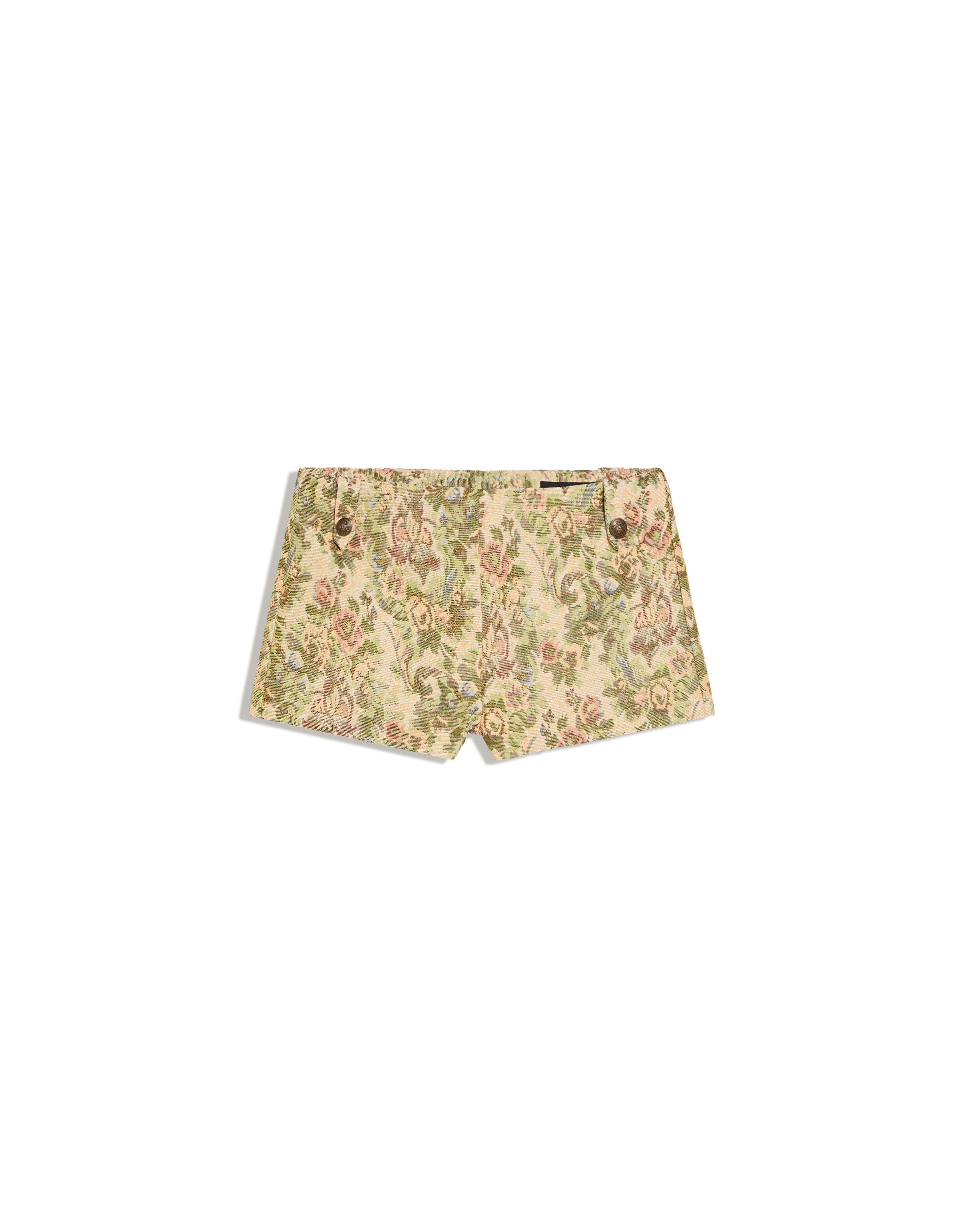 Jacquard mini shorts with button detail — Green