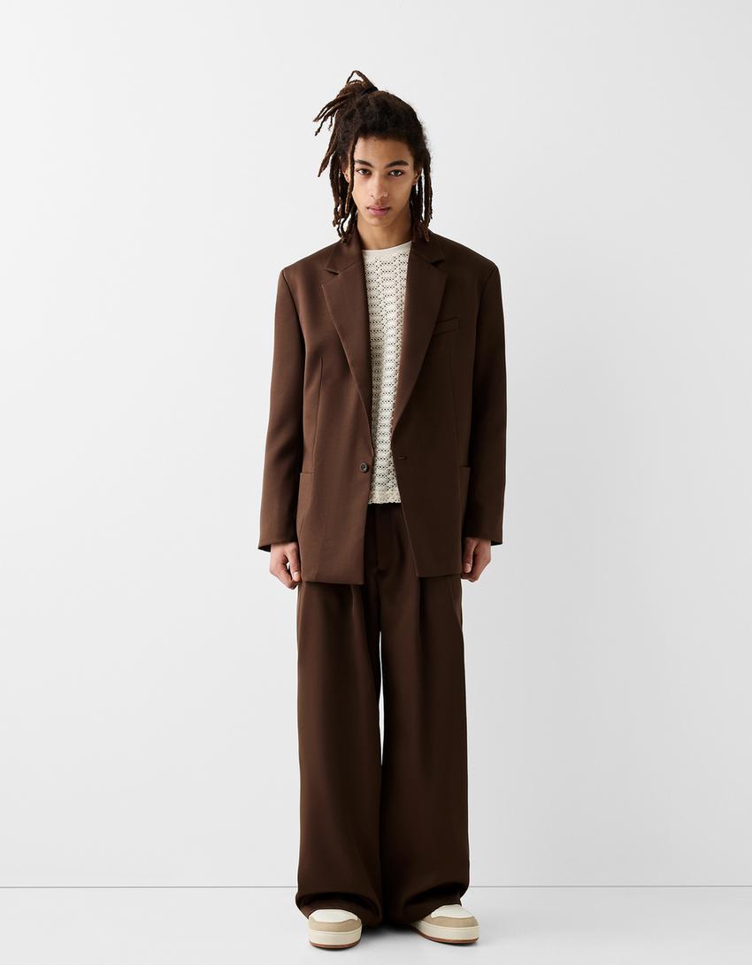 Buttoned blazer-Brown