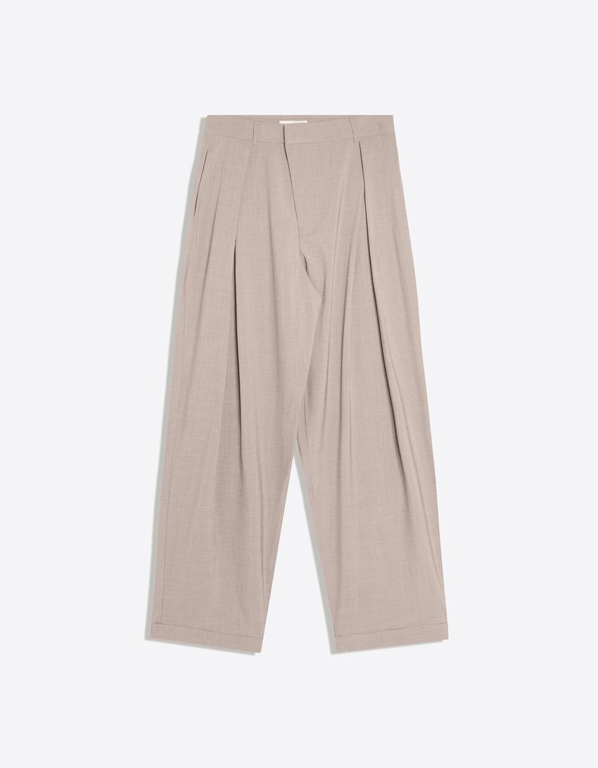 Tailored fit baggy pantolon-Kum rengi