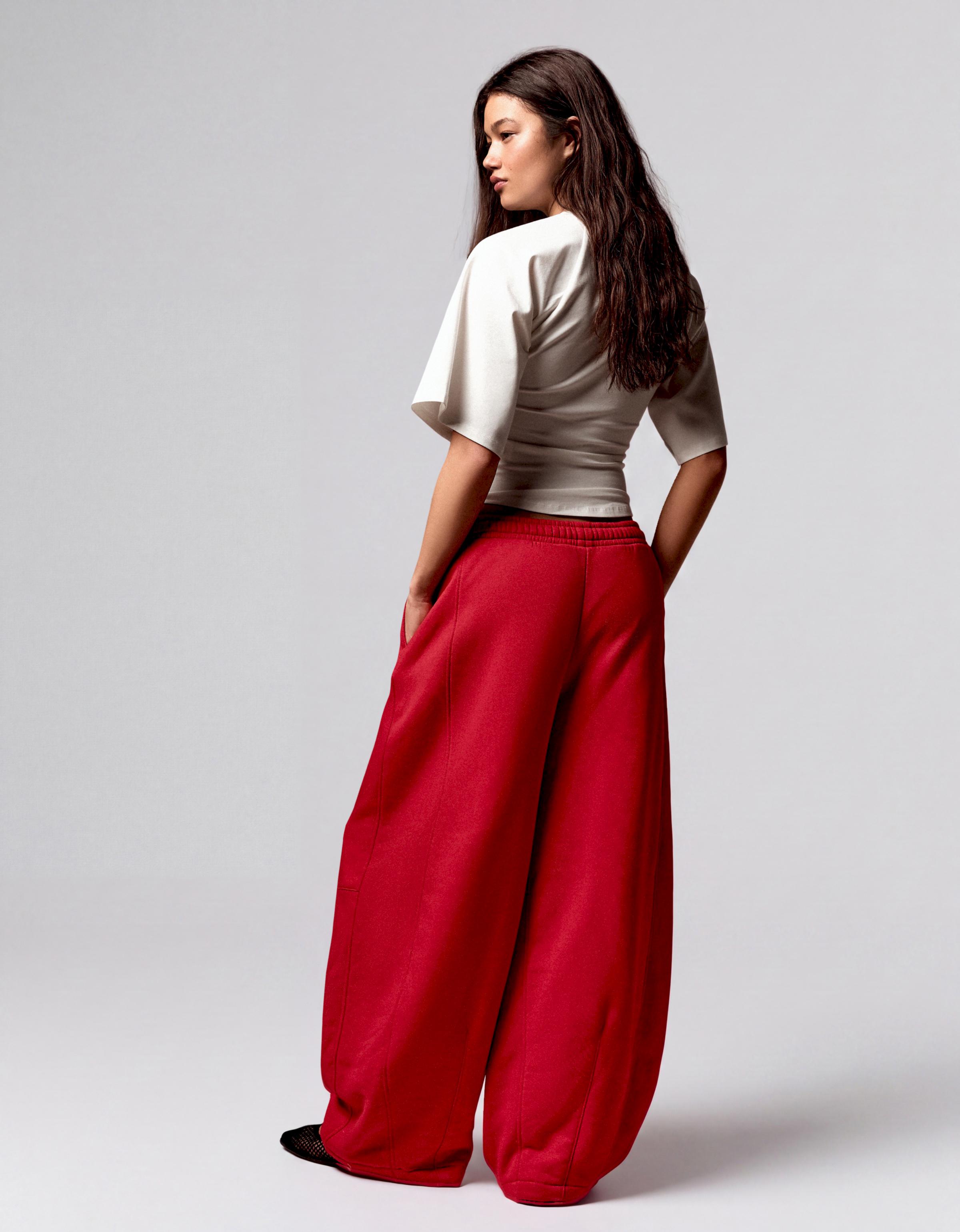 Plush parachute trousers — Red