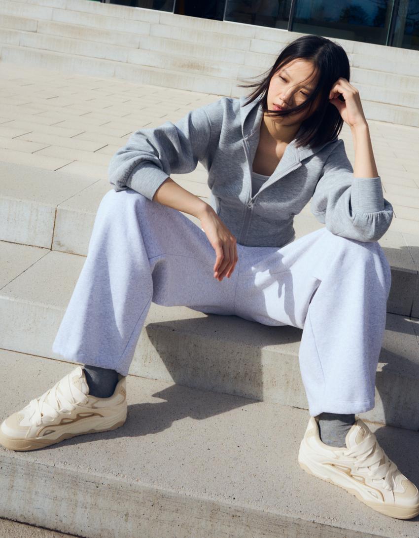 Chunky skate trainers-ტყავისფერი