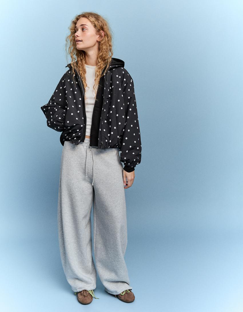 Oversize polka dot jacket-Black