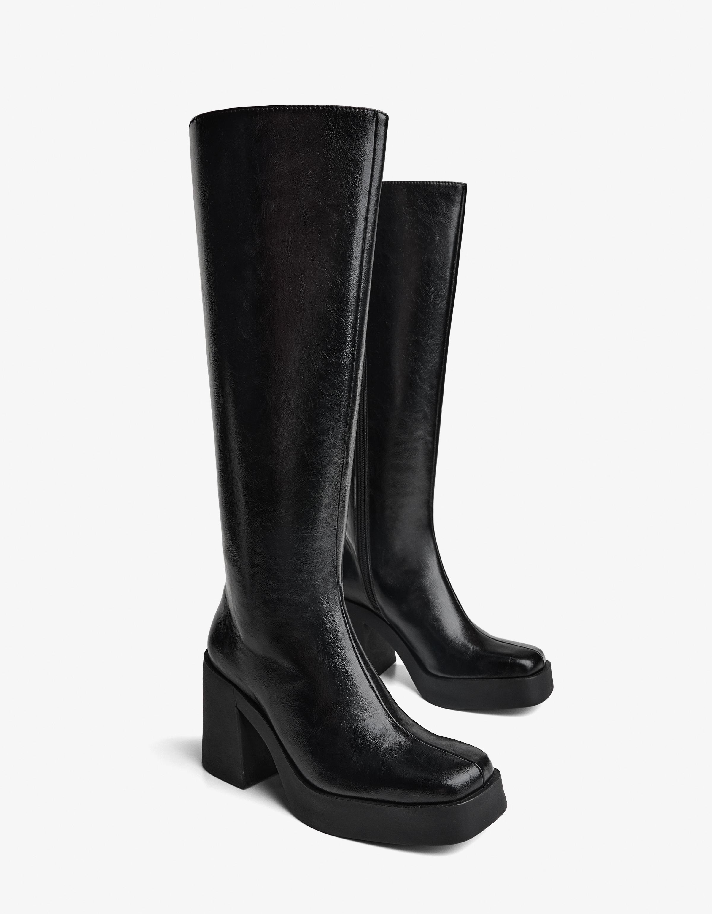 Platform heel boot — BLACK