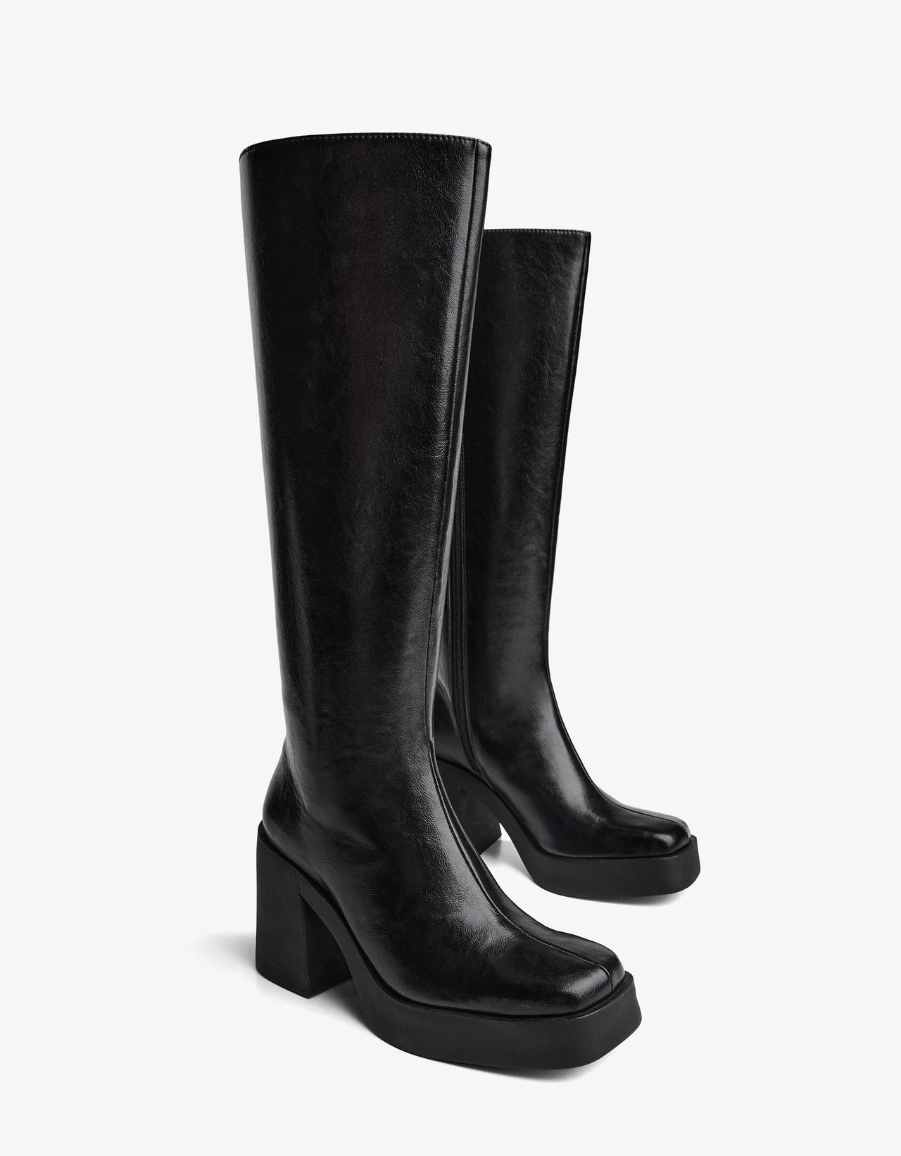 Platform heel boot — BLACK