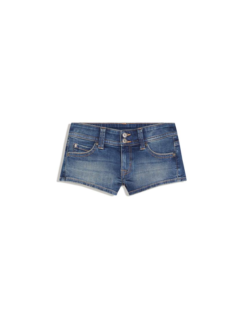 Denim mini shorts-Light blue