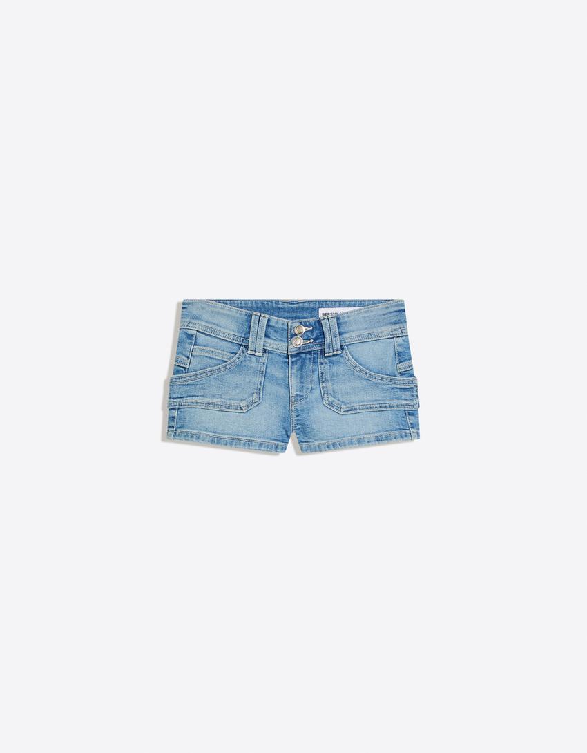 Mini denim shorts-Light blue